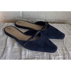 Sam Edelman Womens Mules Flats Size 8 Blue Suede Carol Bow Tie Party Preppy $150